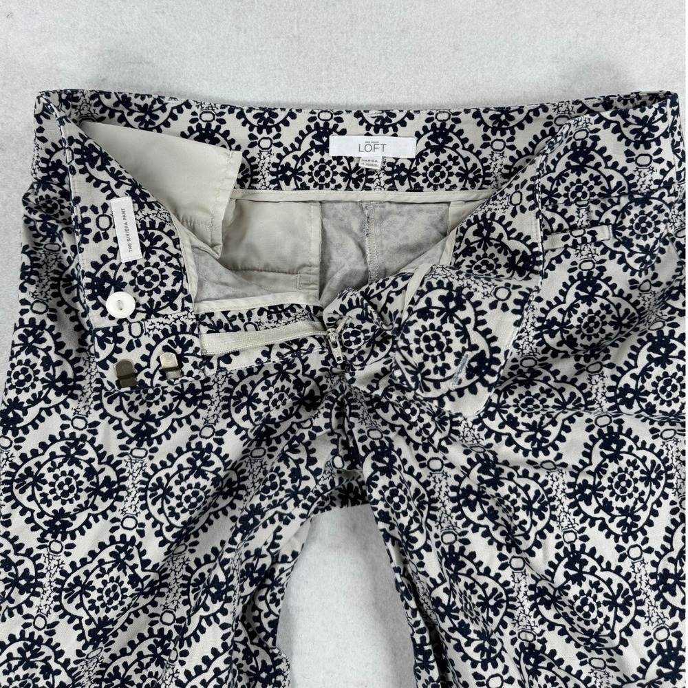 Ann Taylor LOFT Marisa Riviera Pants Womens 4 Black White Medallion Cropped 4 - Picture 4 of 11